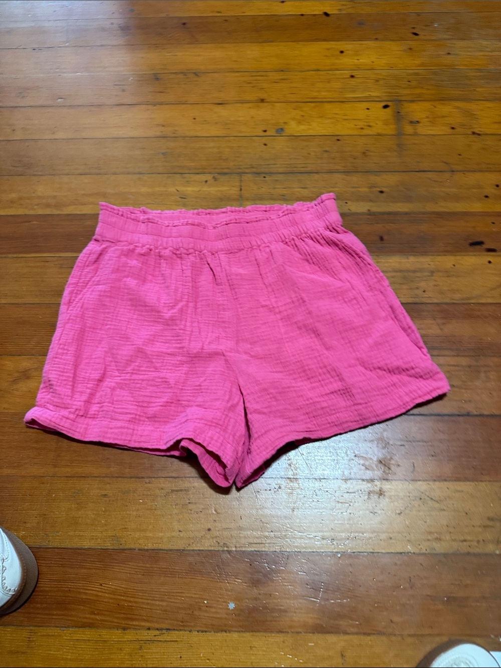 Rails Hot Pink High-Waist Smocked Shorts